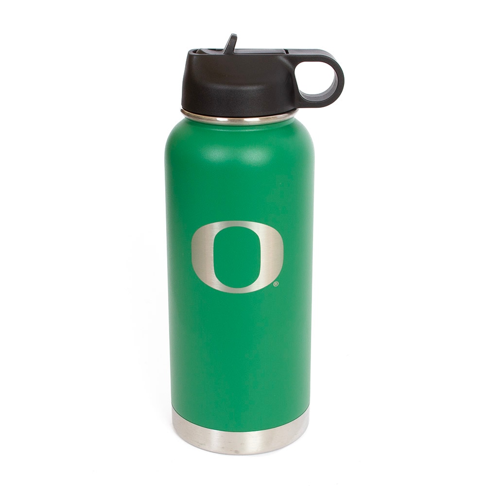 Classic Oregon O, RFSJ, Inc., Green, Water Bottles, Metal, Home & Auto, 32 ounce, Powder Coated, Stainless Steel, Laser Etched, 963054